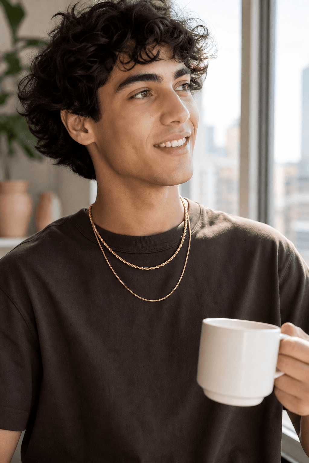 Person casually wearing everyday solid gold rope and box chains.